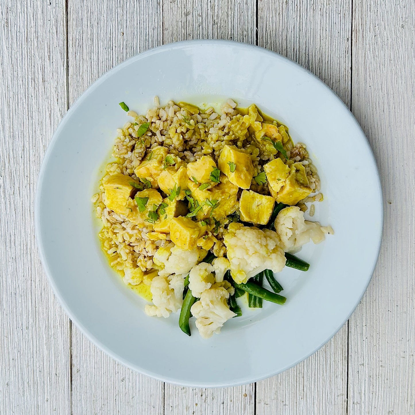 Coconut Curry Chicken and Rice with Cauliflower & Green Beans