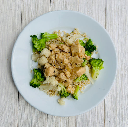 Lemon Tahini Chicken with Brown Rice, Broccoli & Cauliflower