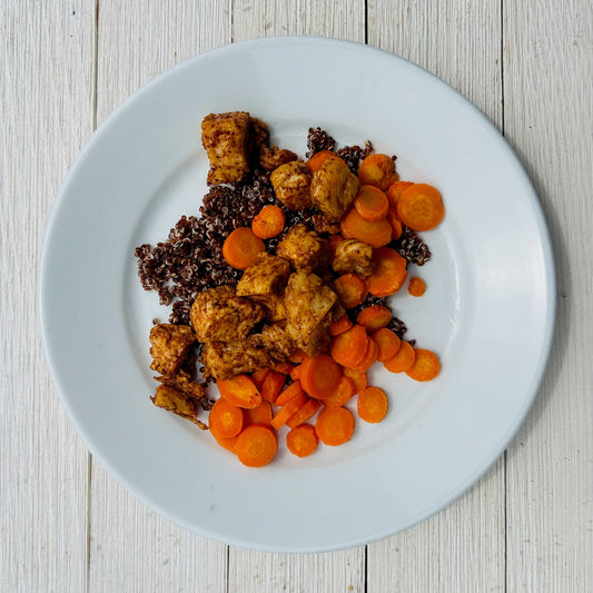 Blackened Chicken with Red Quinoa & Roasted Carrots